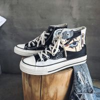 火影忍者夏季鞋子男ins高帮帆布鞋韩版潮流百搭情侣学生涂鸦板鞋 D58火影[黑色] 35女