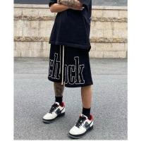A chock原创潮牌logo英文抽绳短裤男直筒宽松休闲新款五分篮球裤 黑色 M 收藏店铺优先发货