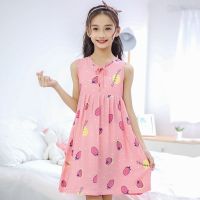 母女亲子装女童睡裙夏季薄款大童儿童棉绸睡裙连衣裙170均码睡裙 粉草莓 130