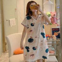 和服睡袍女夏季新款短袖睡裙加长日式系带睡衣女夏中长款性感浴袍 小猪睡裙[短袖] S