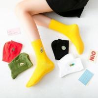新款袜子女夏季秋冬女士中筒袜韩版可爱长筒袜女中筒学生袜子女 女中筒[牛油果]5双装 均码