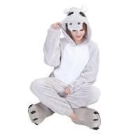 爱情公寓法兰绒如厕版灰色哈士奇卡通连体睡衣家居服演出服学生服 灰河马无鞋 S 适合身高145-155