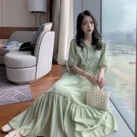 孕妇装可调节大小复古桔梗孕妇裙宽松油果抹茶绿过膝孕妇连衣裙夏 [5032.绿色] M