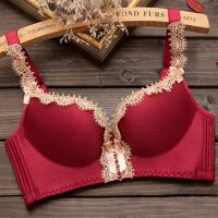 单件or套装一片无痕无钢圈上托侧收小胸罩聚拢学生性感内衣女文胸 酒红单件 32/70A