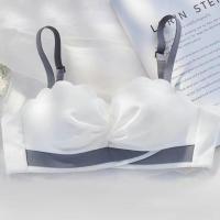 夏季薄款无肩带少女内衣小胸聚拢无钢圈调整型防滑抹胸文胸套装 清新白 32/70AB通杯