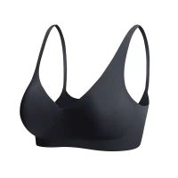 素肌果冻条内衣无痕内衣女无钢圈文胸小胸聚拢调整型收副乳文胸罩 气质黑 S[合适32/70ABC]