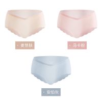 婧麒孕妇内裤夏季薄款女低腰无痕冰丝晚期抗菌初期孕中期早期短裤 麦芽肤+马卡粉+安伯灰 M