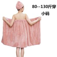 可穿浴巾女加大加厚珊瑚绒浴袍浴裙浴巾女吸水可裹大号毛巾成人 [浅咖色]小码 浴裙[单条]