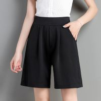 2020春夏新款女休闲短裤五分裤高腰显瘦胖MM大码宽松女士阔腿裤 黑色 M 建议85-100斤