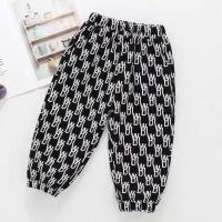 夏季洋气儿童短袖T恤2021新款男女童装宝宝中大童上衣帅气两件套 英文裤 90