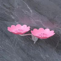 创意花朵免打孔肥皂香皂盒粘贴壁挂式双层沥水肥皂梅花皂盒置物架 梅花皂盒粉色