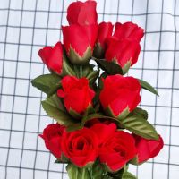 卧室干花假花蓝色妖姬装饰花仿真玫瑰花摆件摆摊客厅桌面单支插花 小花朵玫瑰 5支