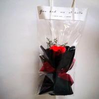 玫瑰满天星干花礼盒花束表白真花生日礼物女友皂花家居北欧风装饰 单枝红玫瑰送手提袋
