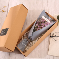 ins干花花束满天星真花母亲节花束礼盒毕业生日礼情人节花束礼物 S粉勿-蓝-牛(小礼盒25*9)