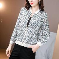 复古印花短外套女装2021春季新款休闲宽松棒球服长袖夹克开衫 碎花款 M