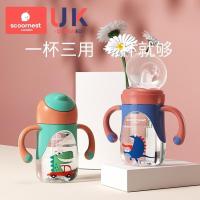 科巢宝宝奶瓶防摔ppsu防呛吸管式学饮杯鸭嘴杯喝水两用手柄奶瓶 240ml西弗蓝吸管嘴+奶嘴