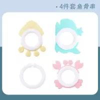 婴幼儿牙胶摇铃 玩具新生儿0-1岁手摇床铃水煮玩具磨牙棒 可咬水煮牙胶4件套鱼类【opp袋装】 水煮摇铃