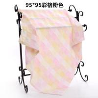 竹纤维冰丝盖毯新生儿包被夏季薄款包巾宝宝空调被子浴巾柔软推车 纯棉彩格粉95*95cm