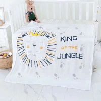 婴儿冰丝毯 儿童竹纤维盖毯 宝宝夏季薄毛巾被 小毯子 抱毯 金毛狮王 110*110cm