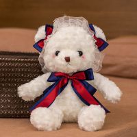 可爱洛丽塔小熊公仔毛绒玩具lolita抱抱熊泰迪熊床上玩偶娃娃女孩 宝蓝色 30厘米(送爱心香包)