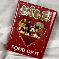 韩国ins拍立得3寸相册本迷你复古爱心收纳本名片卡片小卡追星女孩 朱红 可放三寸照片64张