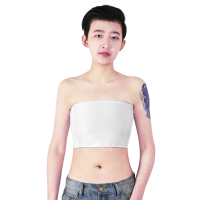 隐形抹胸帅t束胸内衣女les半绷带束胸衣塑胸裹胸学生紧身中性背心 升级加强白 S