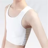 透气夏季帅t束胸les tt短款大胸大码女拉拉内衣加强cos抹胸束胸衣 白色-短 XS[建议70斤左右可穿]特价