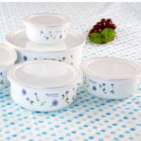 搪瓷碗加厚 带盖老式珐琅密封碗 怀旧五件套碗饭菜配套冰箱保鲜碗