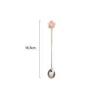 搅拌棒不锈钢ins风304搅拌勺少女心长柄勺子水果叉花瓣咖啡勺金色 彩花瓣银勺