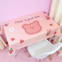 ins卡通学生宿舍书艺pvc免洗防水防油防烫可爱少女心桌垫 棕色小熊[涤纶+PVC材质] 40*60cm