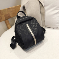 牛津布双肩包女2020新款时尚休闲女士洋气背包帆布轻便书包旅行包 黑色