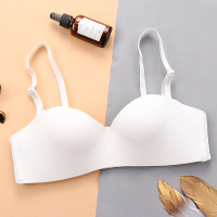 夏季内衣女无钢圈小胸聚拢收副乳调整型薄款胸罩抹胸式文胸套装 白色 单件 32=70A