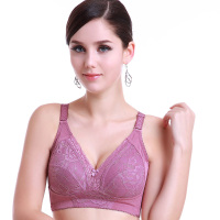 内衣女薄款大胸显小防下垂收副乳无钢圈全罩杯文胸大码缩胸罩夏季 紫色 75B