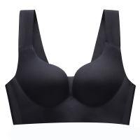 一片式无痕内衣女小胸聚拢无钢圈睡眠背心式文胸收副乳防下垂胸罩 1826#黑单件 S
