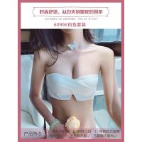 白色无肩带抹胸式内衣女防滑聚拢多情猫无钢圈裹胸小胸文胸罩套装 白色单件 70/32AB[防滑聚拢]