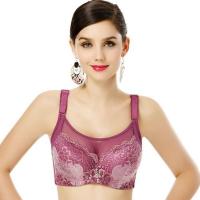 大码文胸聚拢全罩杯胖mm抹胸防走光胸罩有钢圈内衣女薄款大胸显小 酒红色 2313有钢圈 90C 40C