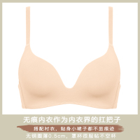 白色内衣女薄款聚拢文胸无钢圈小胸上托透气一片式少女无痕胸罩 肤色 -文胸-薄款 70A=32A[下围偏小 选大一尺码]
