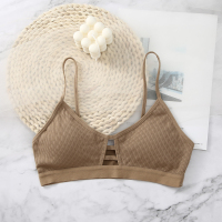 内衣女无钢圈小胸平胸专用聚拢文胸学生高中少女薄款超薄罩bra夏 浅驼色 均码(建议120斤内)