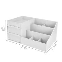 宿舍桌面化妆品收纳盒塑料抽屉式护肤品梳妆盒家用便携防尘置物架 大号象牙白[收藏加购优先发]