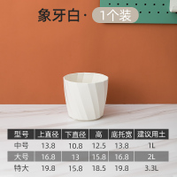 花盆北欧简约塑料树脂盆栽多肉月季加仑大小号厂家直销仿陶瓷清仓 雅典花盆 象牙白 [1个装]无底托 中等