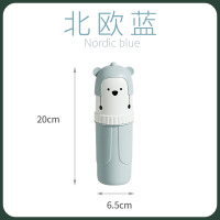 可爱牙刷盒洗漱杯旅行便携式卡通牙筒刷牙杯子创意情侣牙具收纳盒 天蓝色