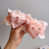 可爱草莓洗脸头箍发带女百搭蝴蝶结头饰束发带化妆敷面膜复古发箍 1#少女粉