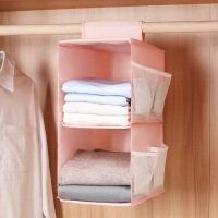 衣柜收纳神器内衣收纳挂包包挂袋家用悬挂式置物架内裤袜子文胸袋 粉色两格 中号
