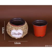 草编柳编藤编田园创意大花盆插花花篮绿植多肉绿萝编织壁挂手提篮 圆口圆底盆小号(送内盆) 大