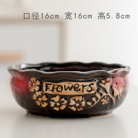 水仙花盆无孔铜钱草花盆白色碗莲盆睡莲水培花盆多肉拼盘花盆陶瓷 水养Flowers红色口径16 18-19CM