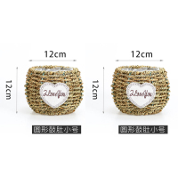 草编花盆藤编柳编创意手工编织田园绿萝花盆插花花篮藤编手提壁挂 灰色 小圆球 大