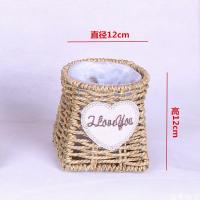草编藤编花盆创意手工编织花篮田园插花绿植多肉柳编提篮壁挂摆件 圆口方底小盆 大