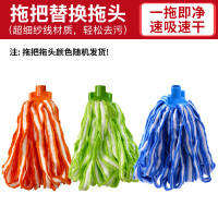 吸水不掉毛拖把家用一拖净手洗懒人布条干湿两用木地板拖老式墩布 伸缩杆拖把拖头1个(颜色随机)