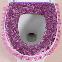 通用拉链马桶垫家用四季防水马桶坐垫加厚马桶坐便套秋冬季可水洗 金丝绒拉链 紫红色