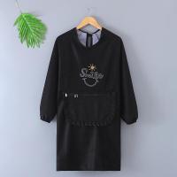 加绒加厚罩衣大人女冬防水防油家用厨房长袖围裙工作服男上衣外套 长袖棉绒太阳黑